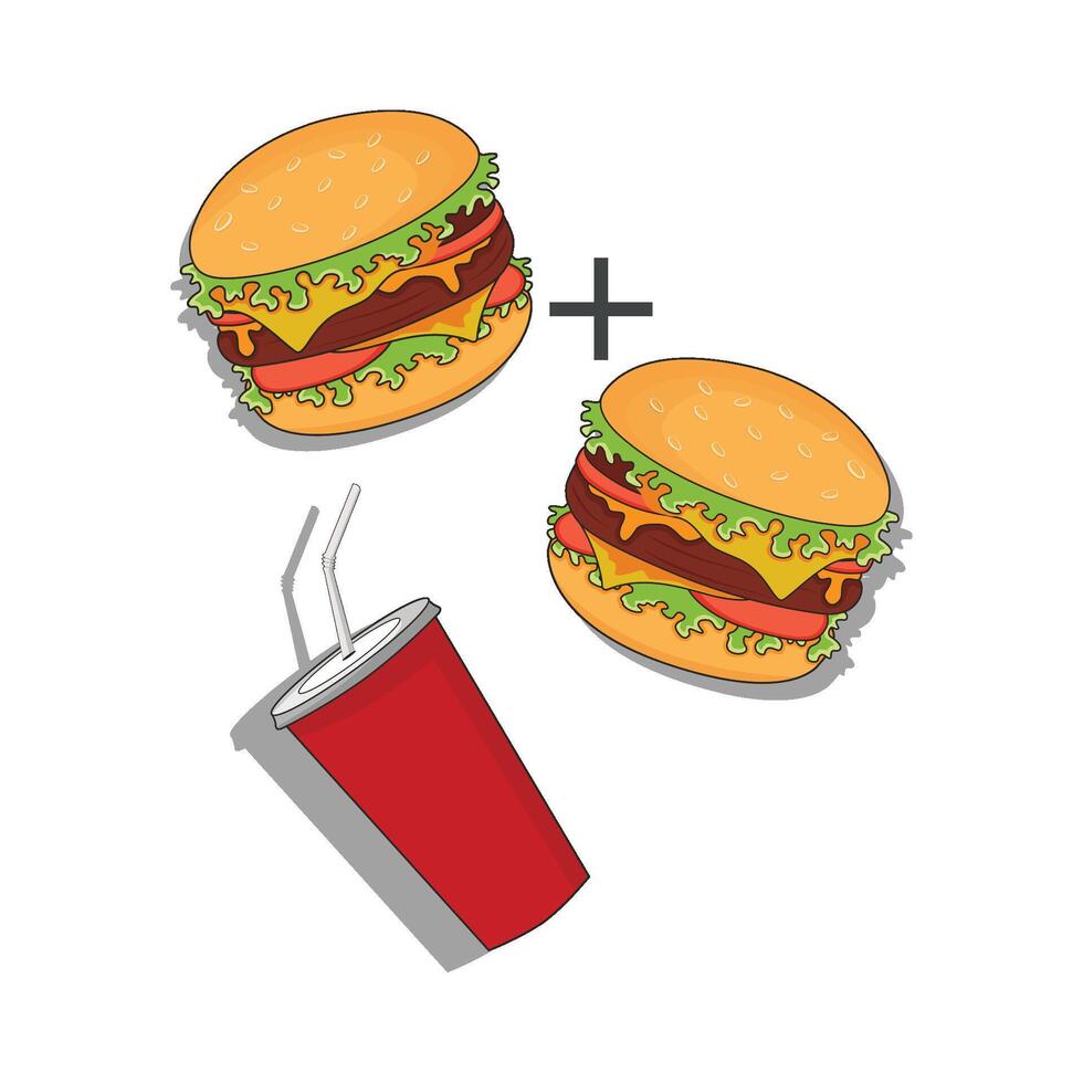 ilustración de hamburguesa y bebida vector