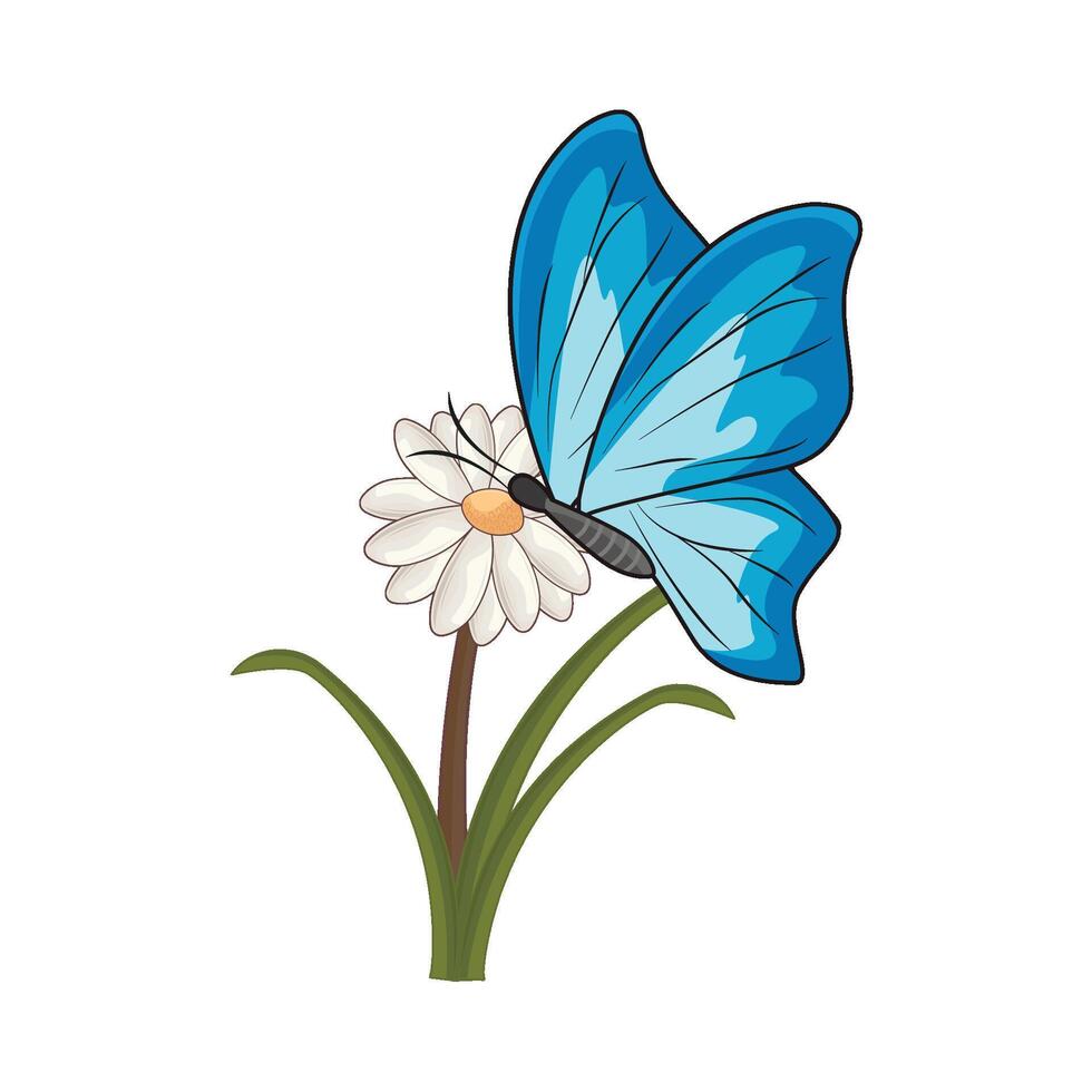 ilustración de mariposa con flor vector