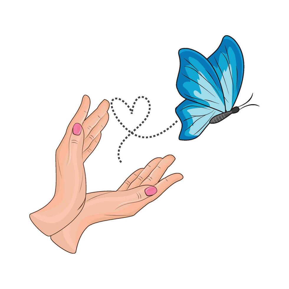 ilustración de mariposa con mano vector