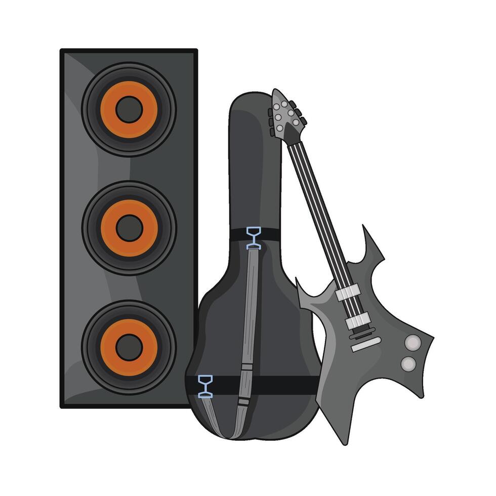 illustration of electric guitar with speaker vector