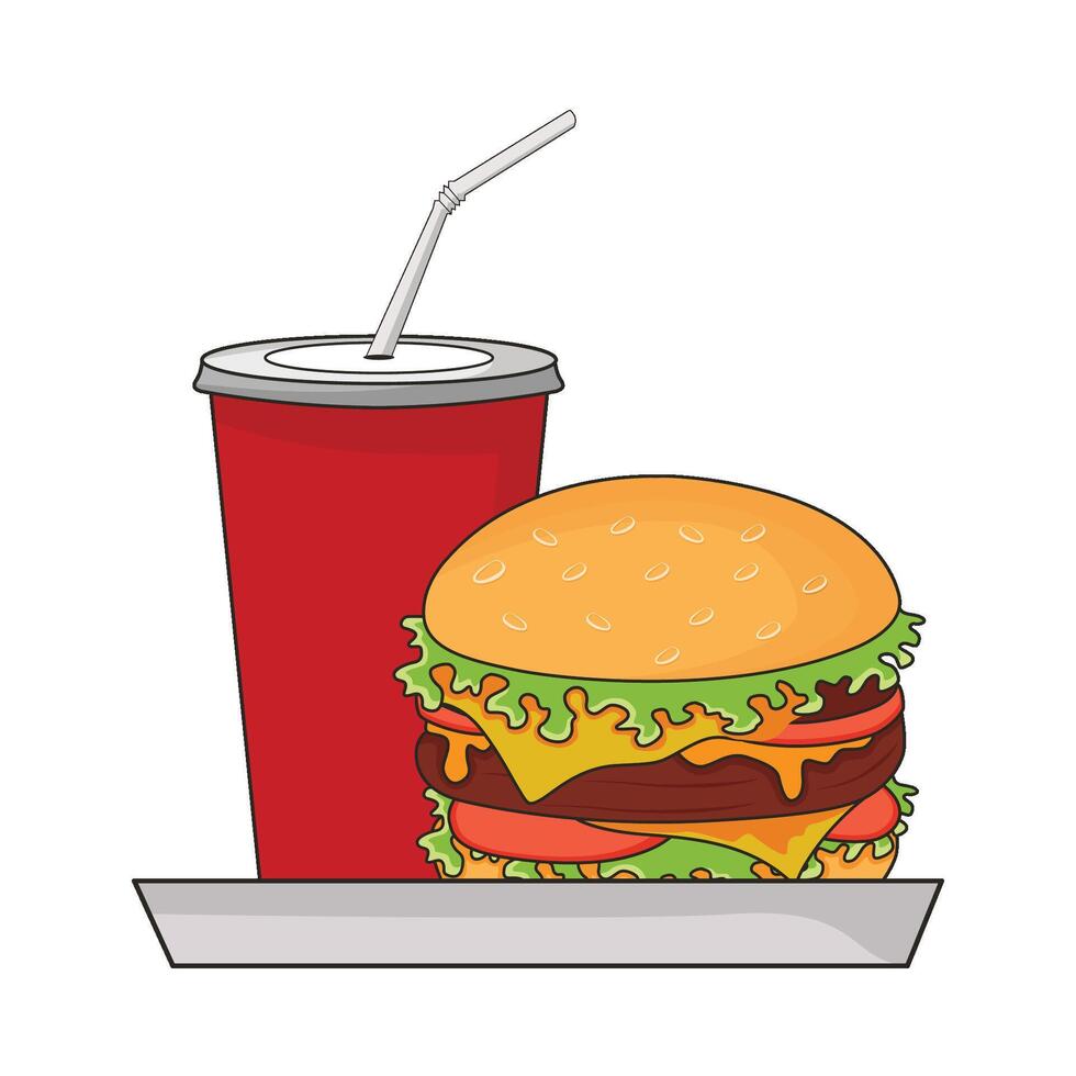 ilustración de hamburguesa y bebida vector