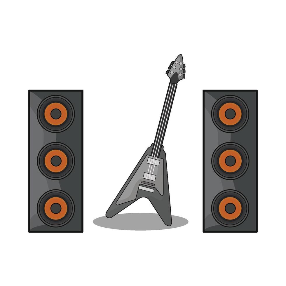 ilustración de eléctrico guitarra con altavoz vector
