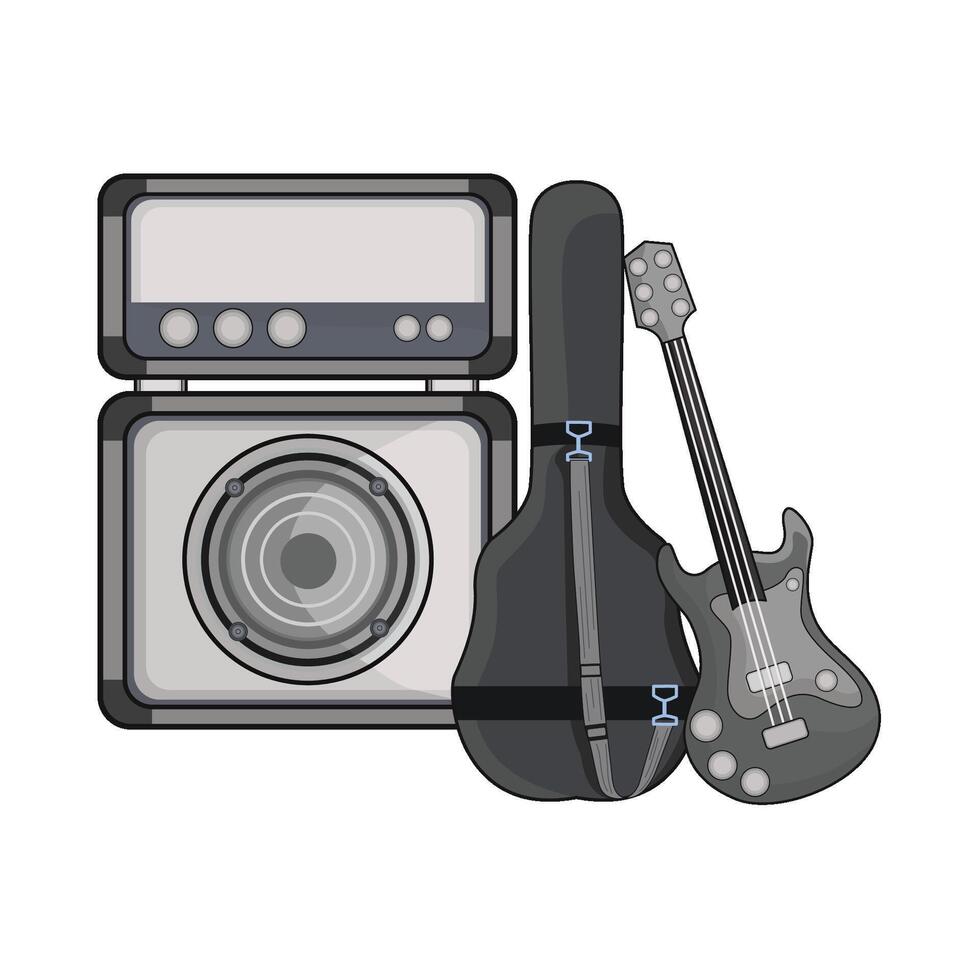 illustration of electric guitar with speaker vector