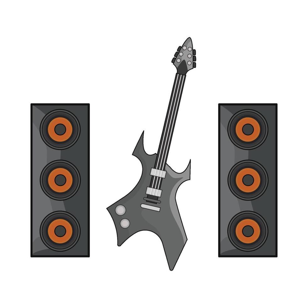 illustration of electric guitar with speaker vector