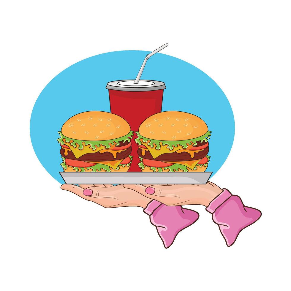 illustration of burger and drink vector