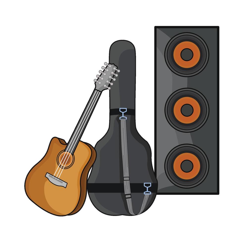 ilustración de guitarra con altavoz vector