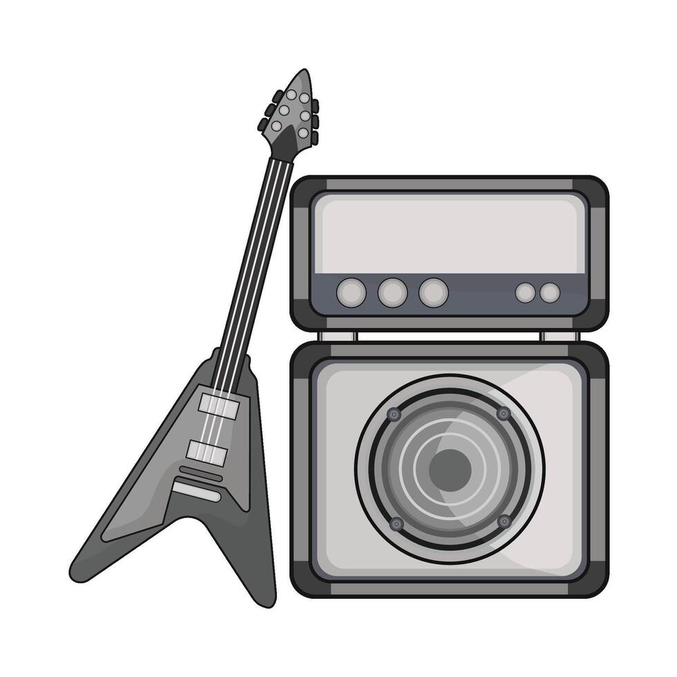 illustration of electric guitar with speaker vector