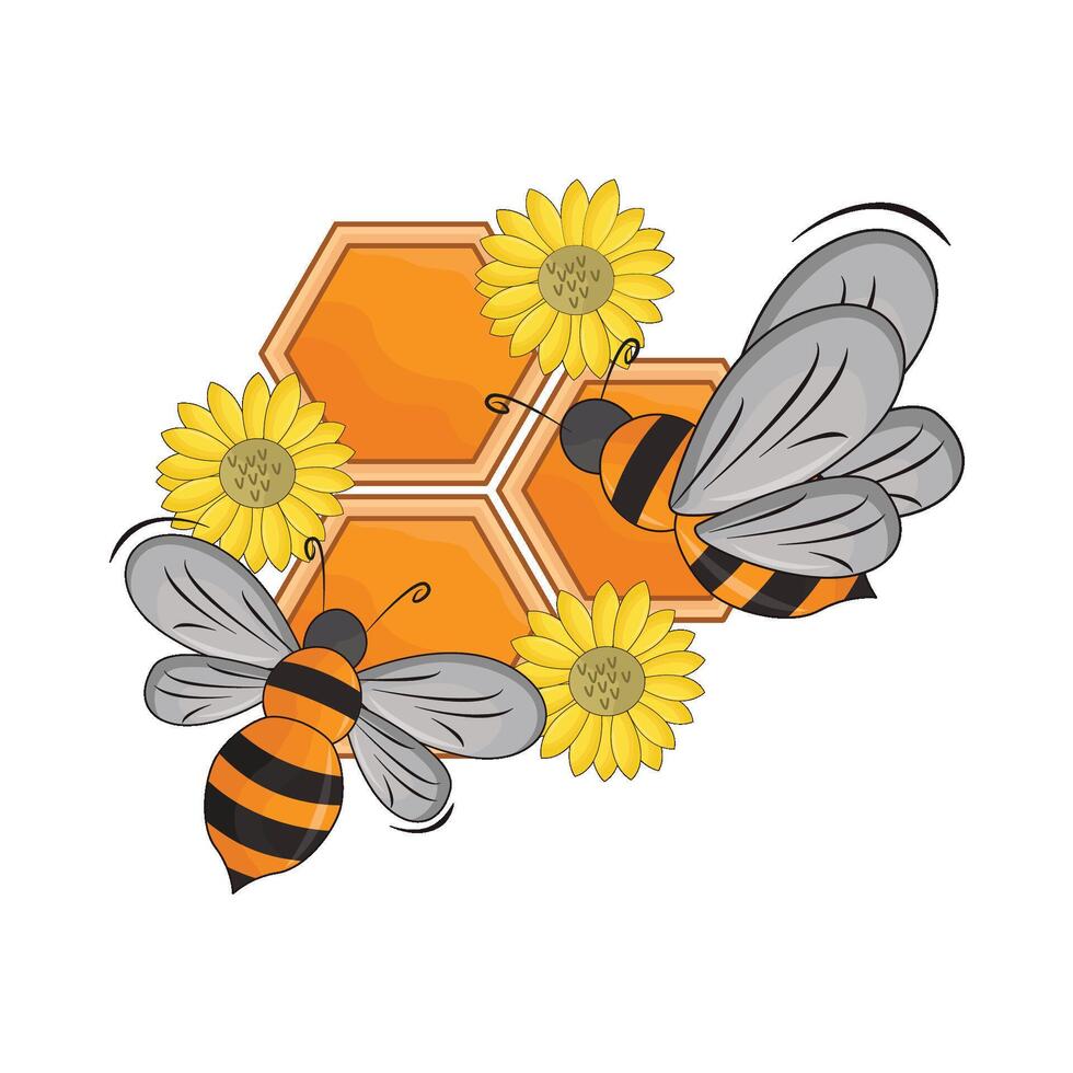 ilustración de miel abeja vector