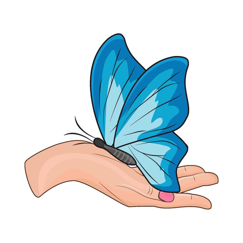 ilustración de mariposa con mano vector