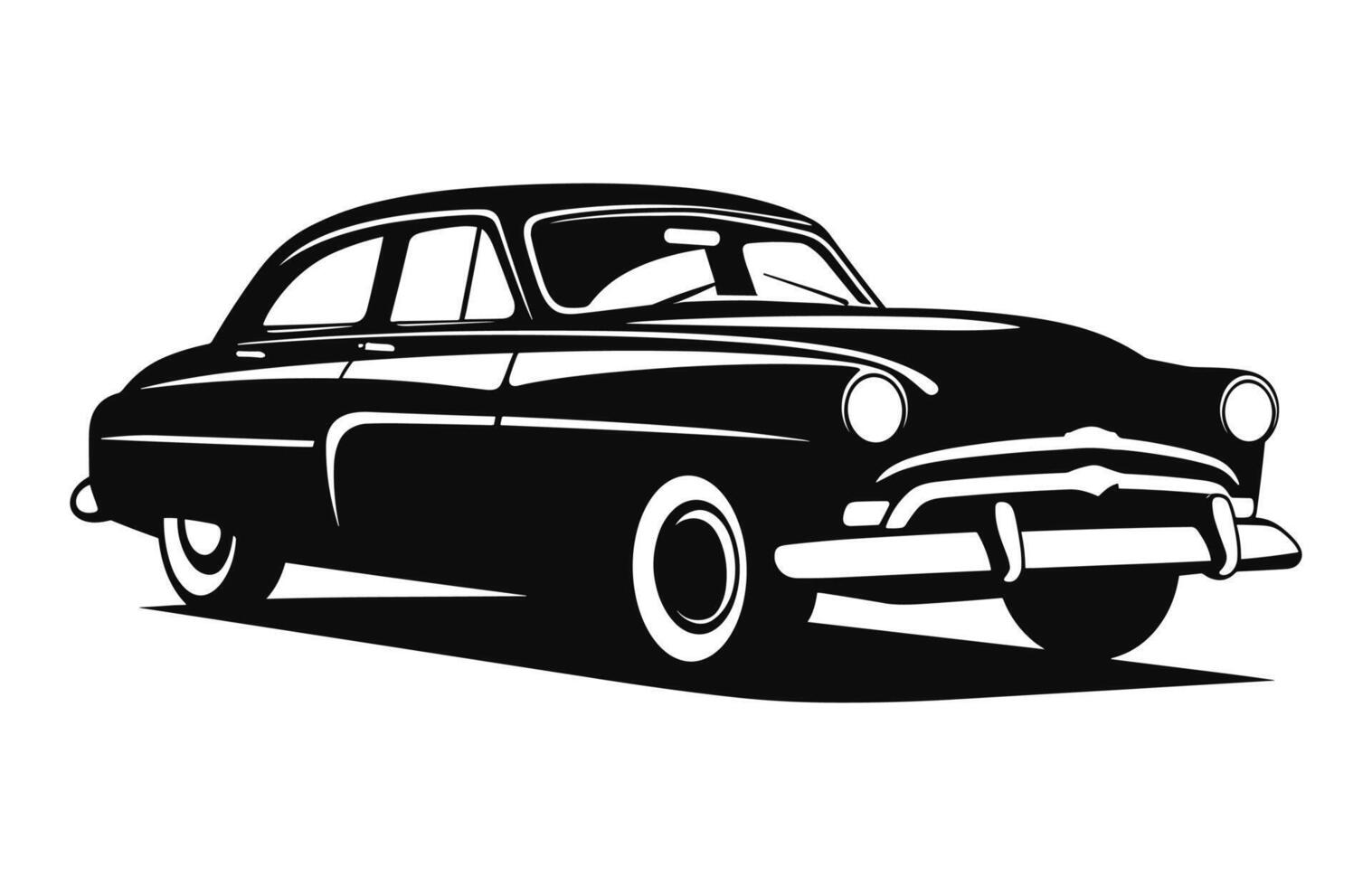 A Vintage classic car Silhouette black Vector illustration