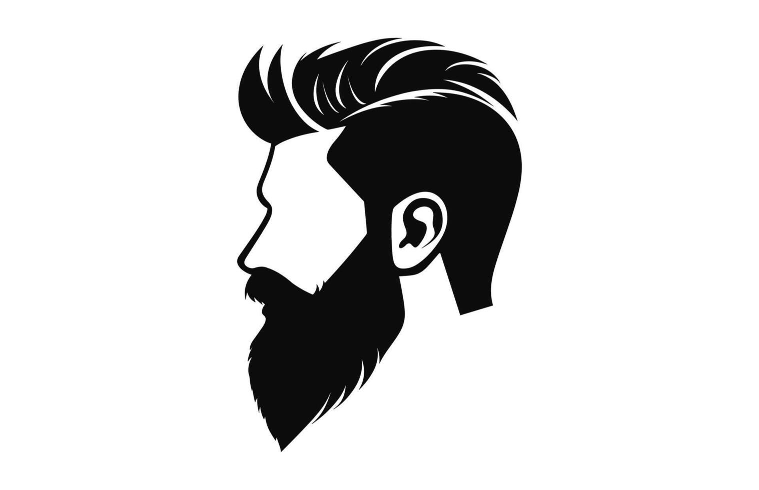 A haircut with beard vector black silhouette free