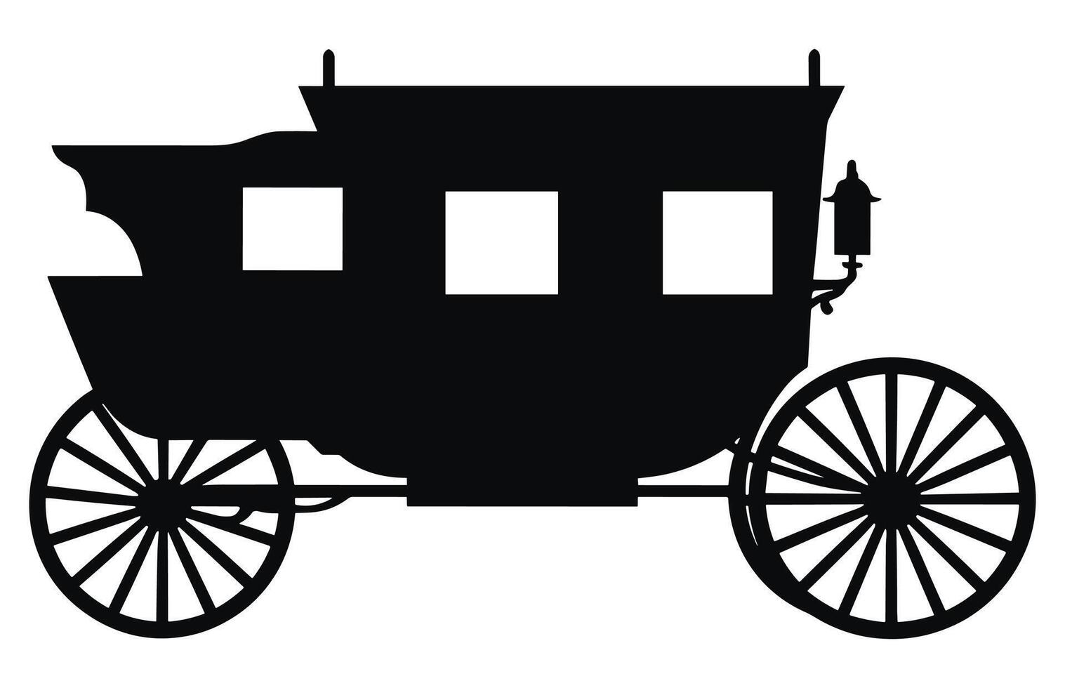 A Stagecoach Vector Silhouette isolated on a white background