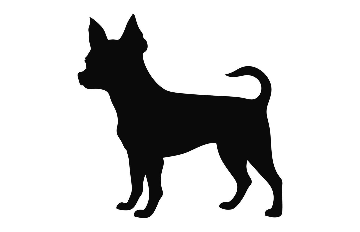A Chihuahua Dog black Silhouette vector isolated on a white background