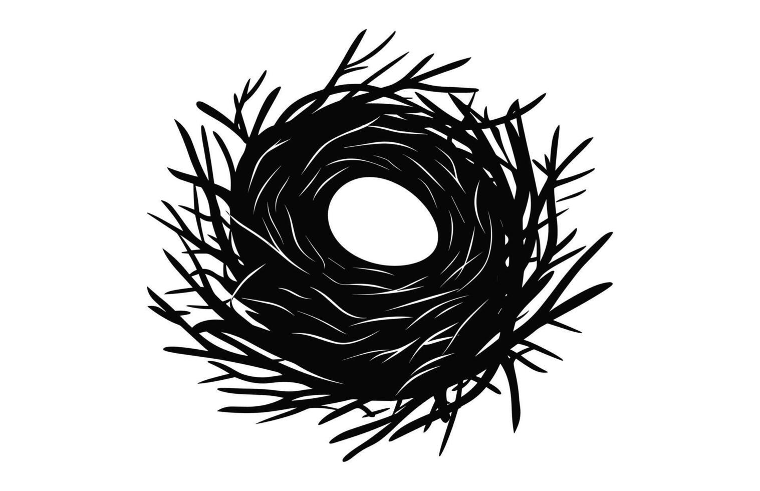Bird Nest vector black Silhouette isolated on a white background