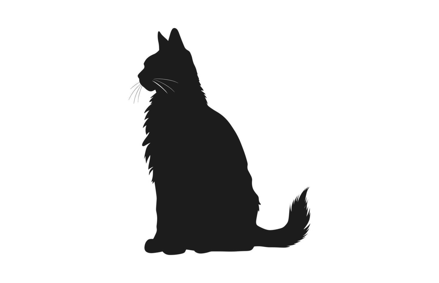 Lynx Cat Silhouette black Vector isolated on a white background