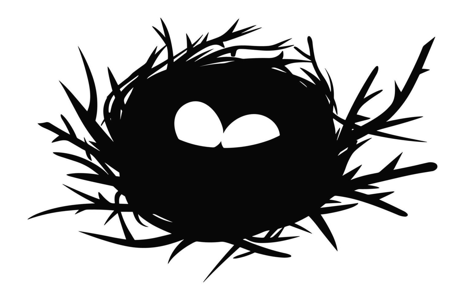 Bird Nest vector black Silhouette isolated on a white background