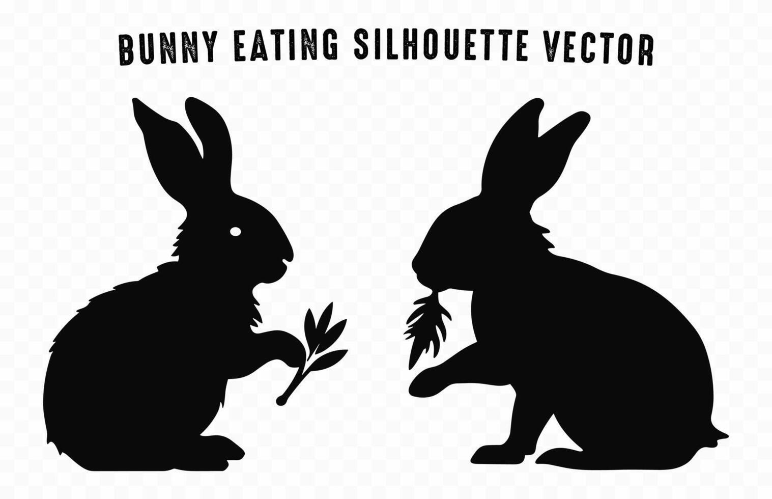 Easter Bunny Eating silhouette vector isolated on a white background