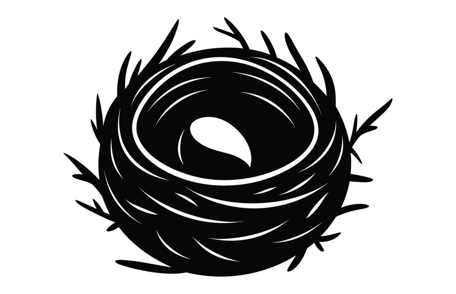 Bird Nest black Silhouette vector
