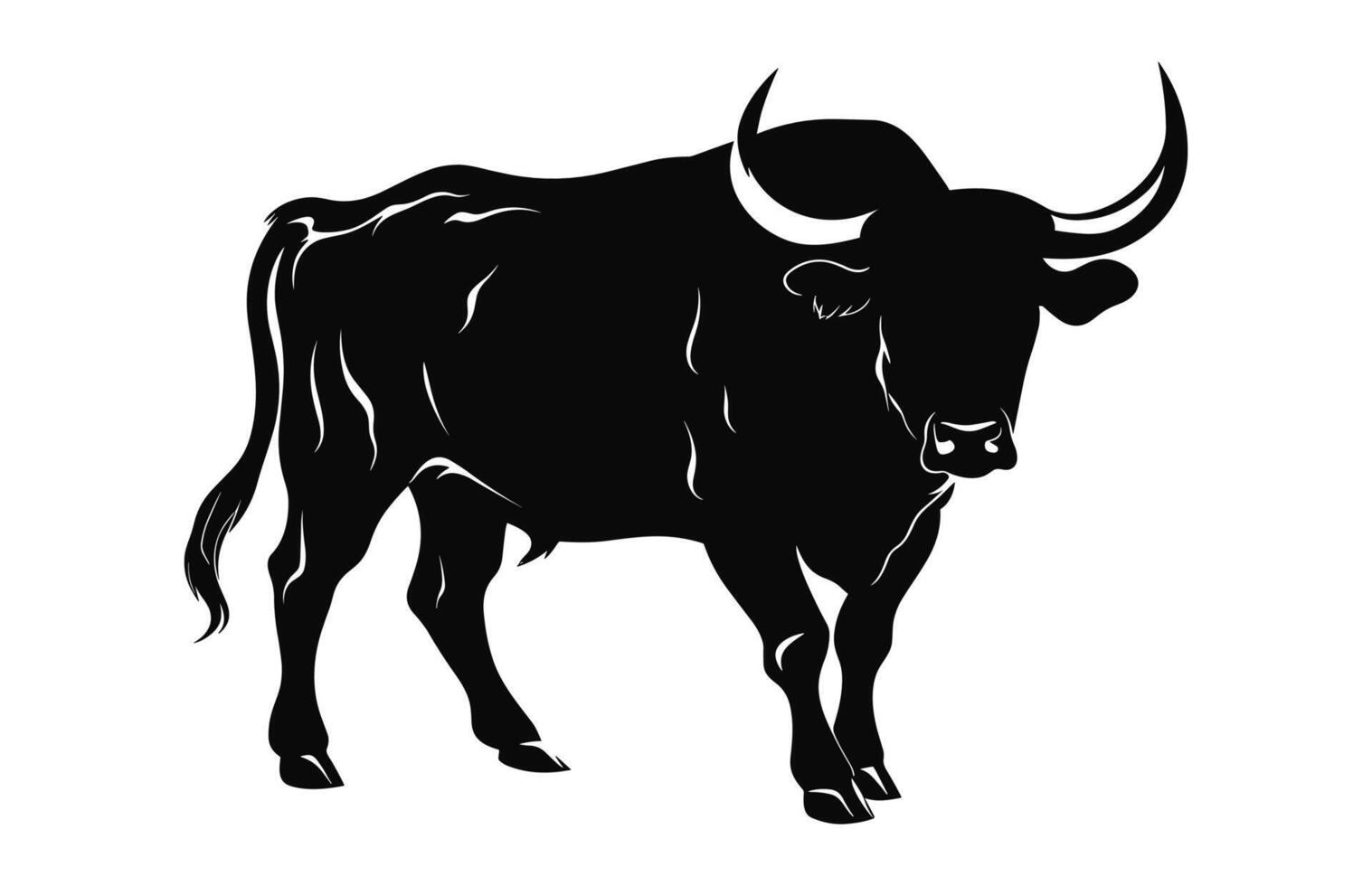 Bull black Silhouette vector free
