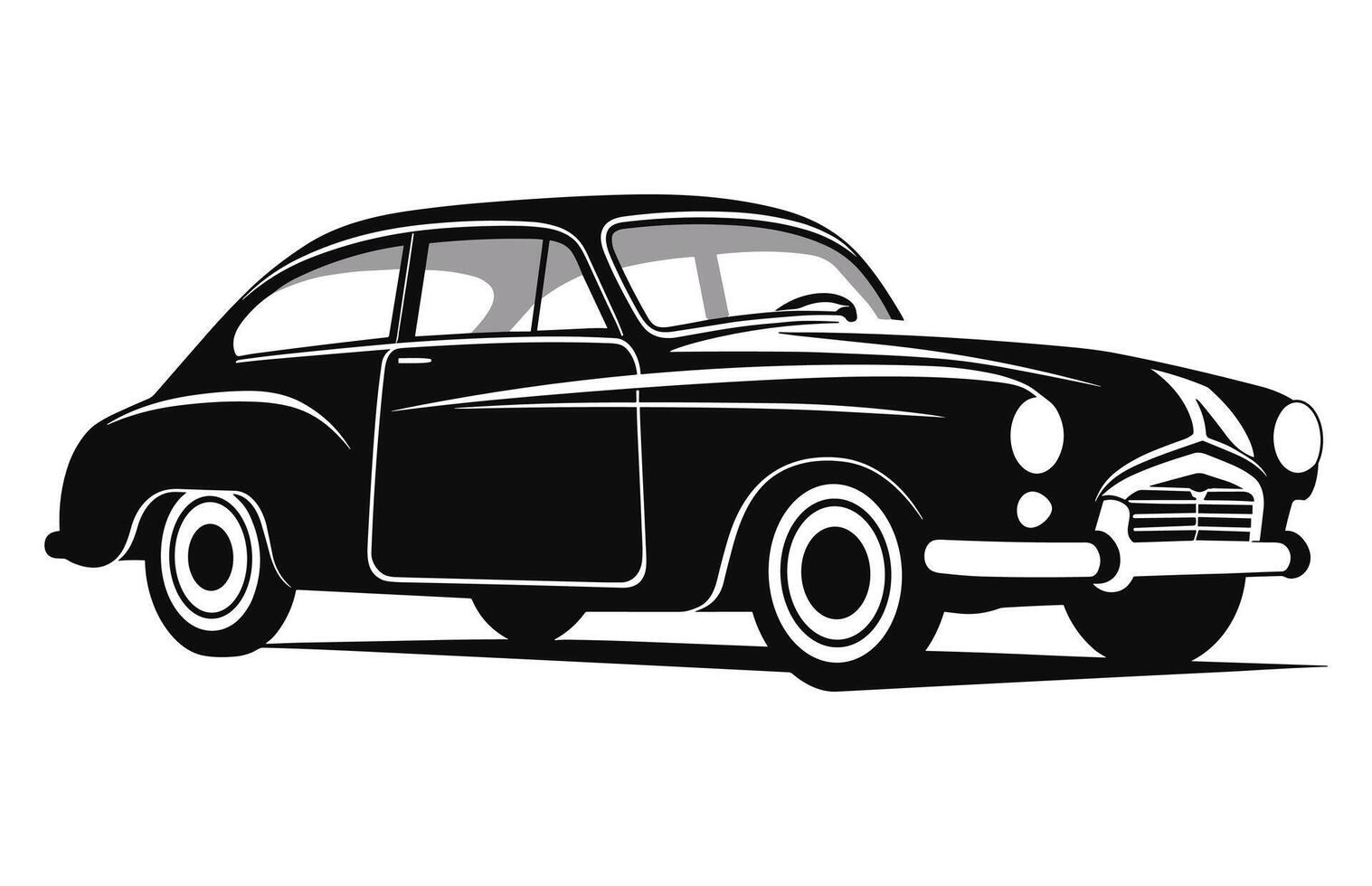 A Vintage classic car Silhouette black Vector illustration