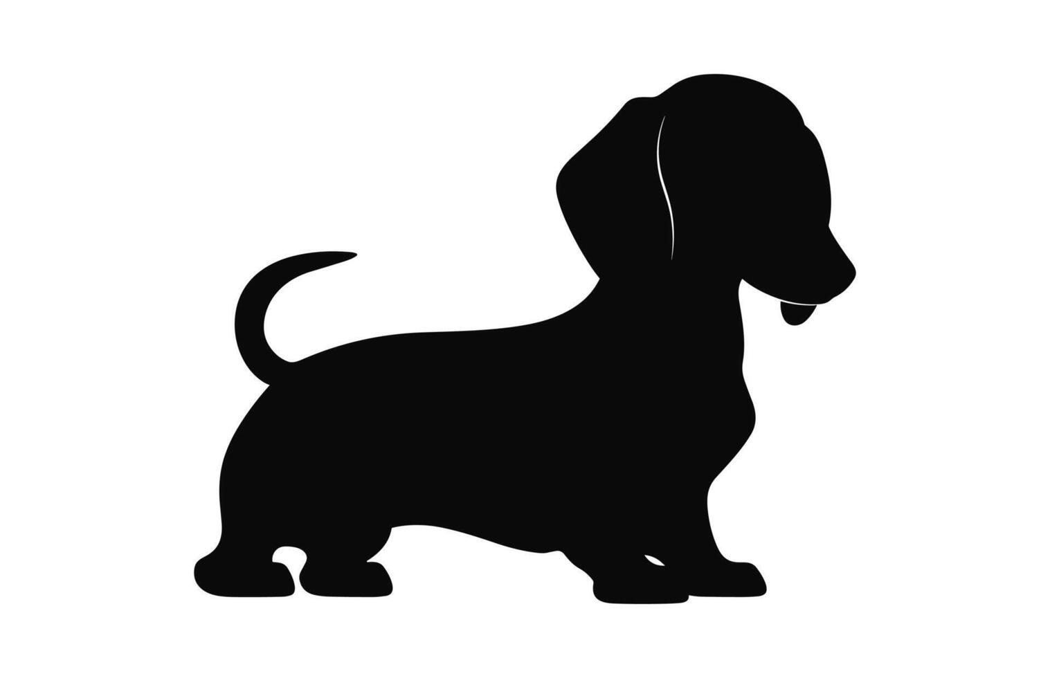 A Dachshund Dog black Silhouette vector isolated on a white background