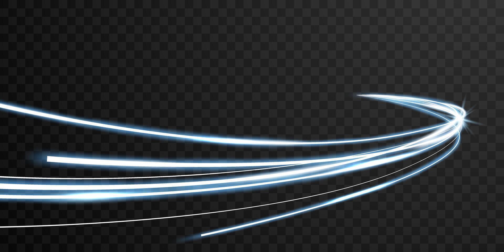 Elegant abstract light line effect design vector illustration on black background.