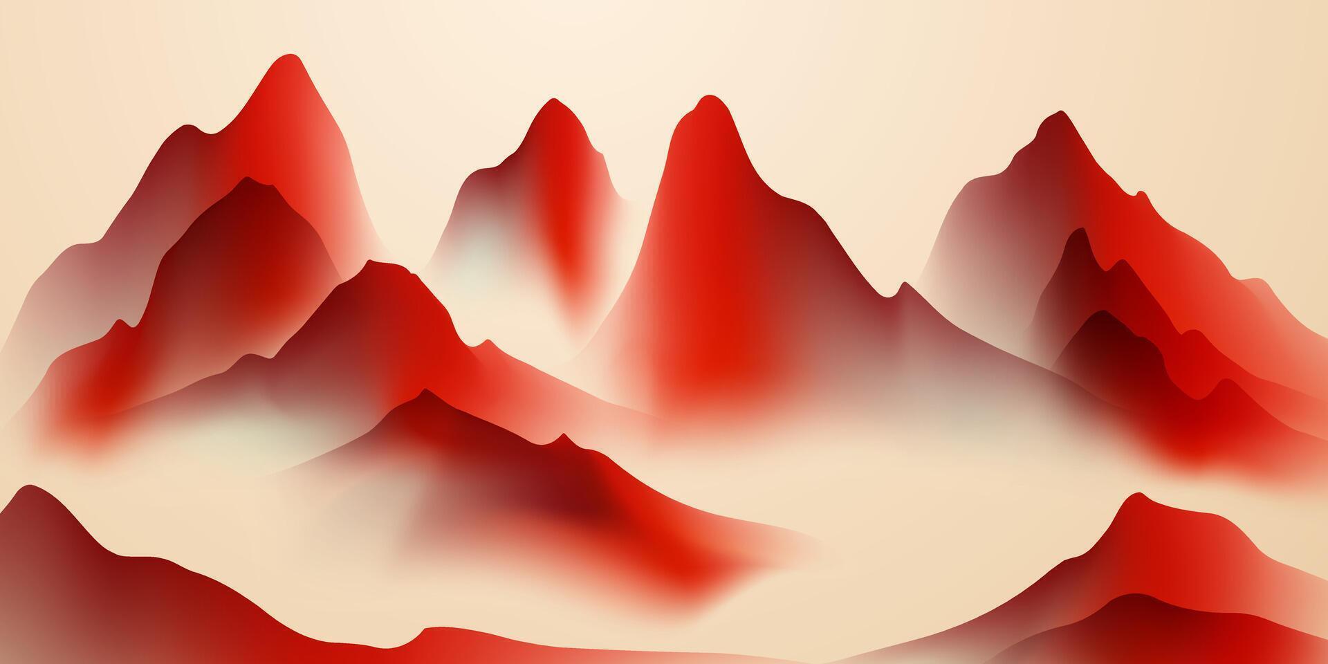 moderno diseño vector ilustración de hermosa chino tinta paisaje cuadro.