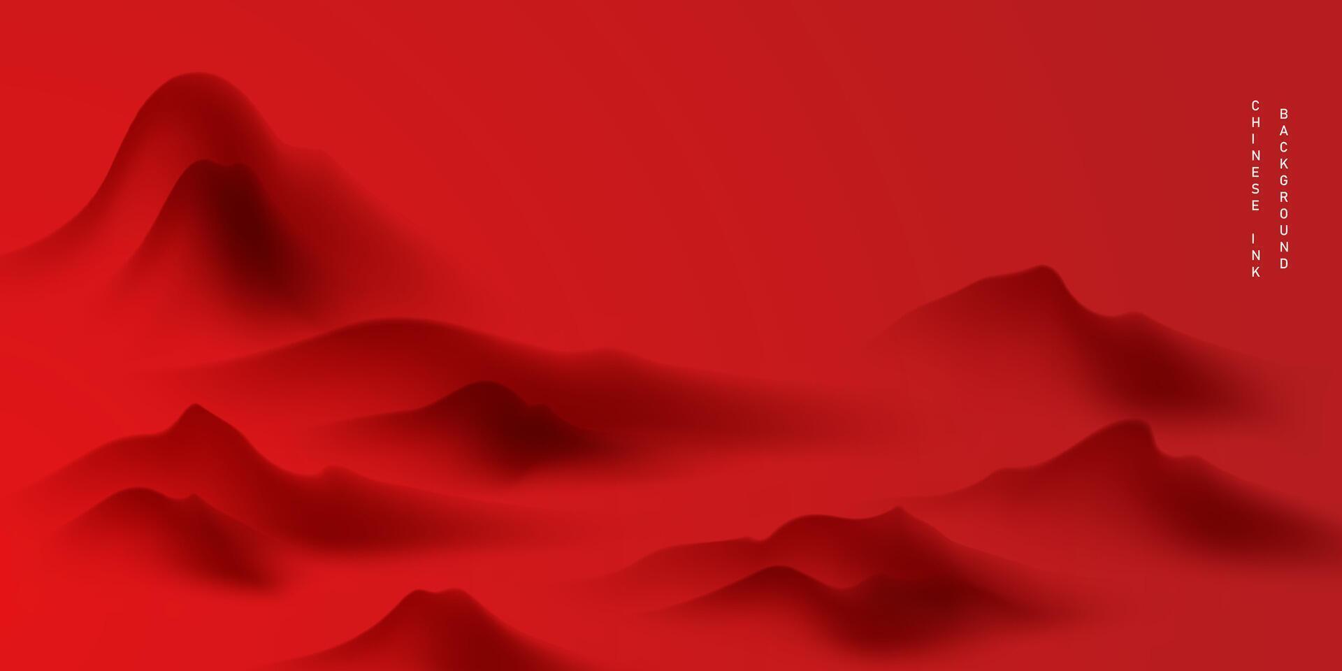 Modern design vector illustration of beautiful Chinese ink landscape painting.