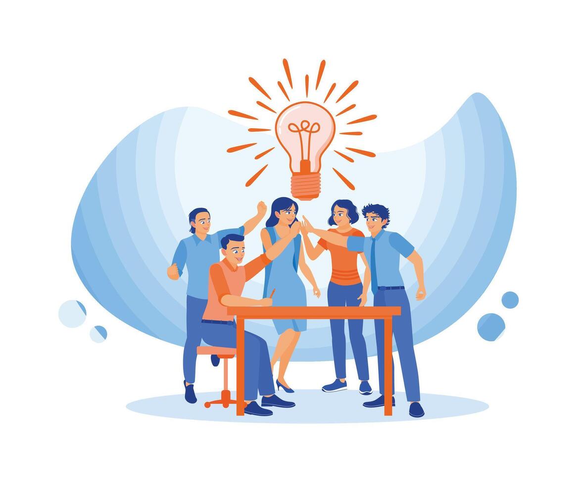 Creative people have new ideas to achieve success in a business. Brainstorming. Team communication. flat vector modern illustration