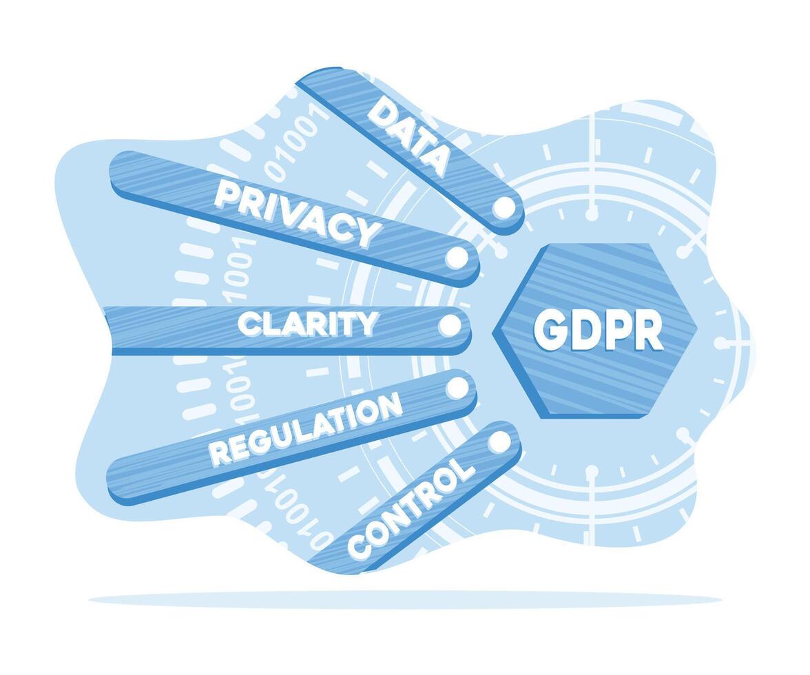 cinco negocio razones usted necesitar compatible con gdpr encuestas. el general datos proteccion regulación o gdpr concepto. plano vector moderno ilustración