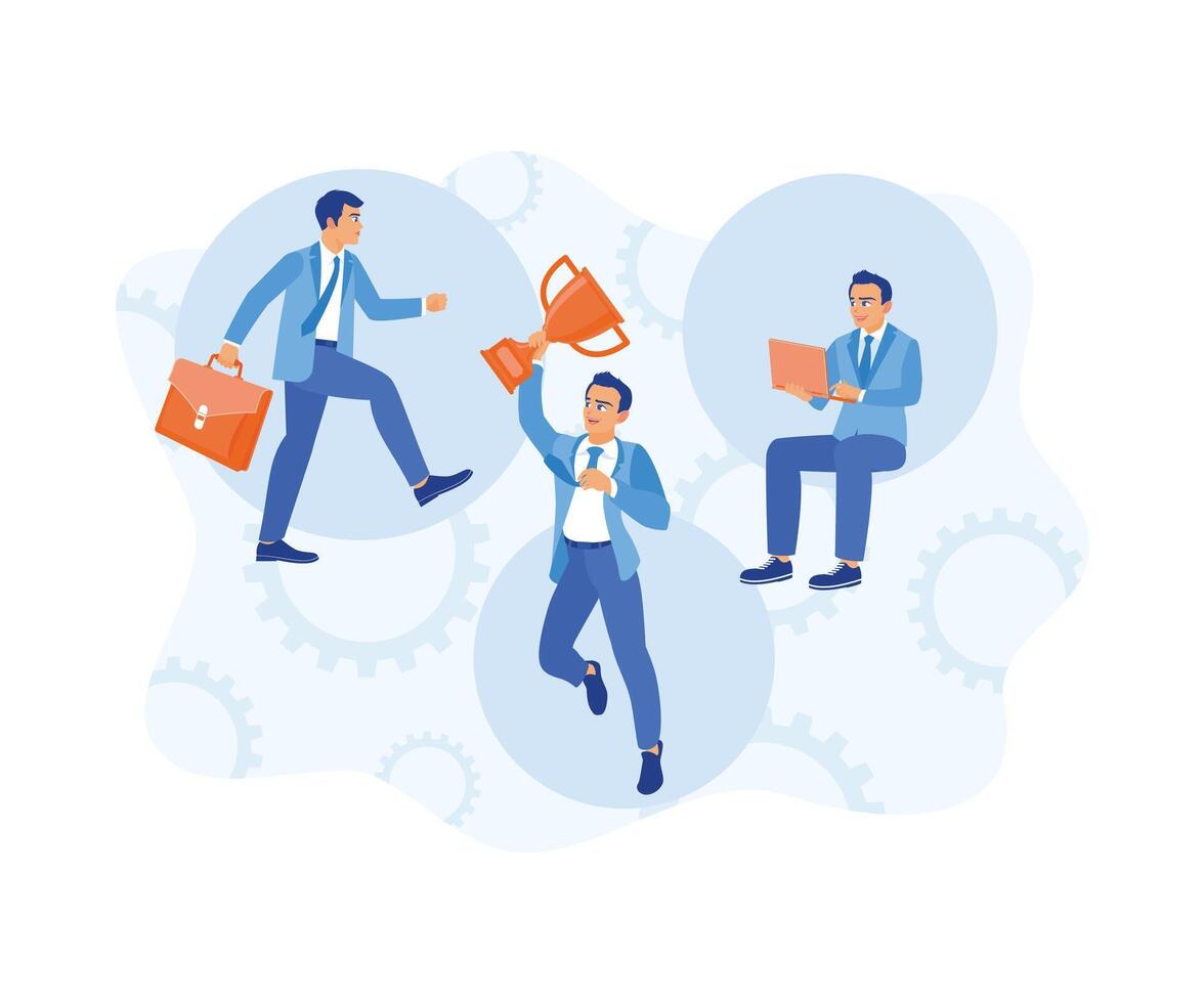 Manager and employee working together in modern office. Develop marketing to achieve business targets. Marketing concept. flat vector modern illustration