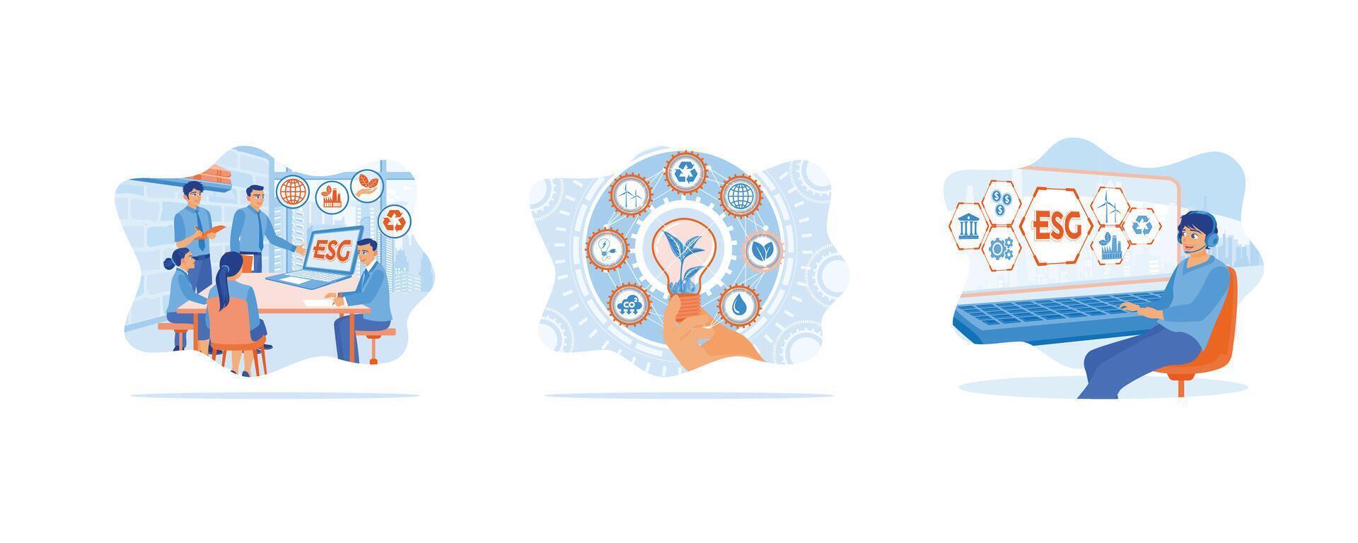 ESG environmental social governance. Society and Governance hand