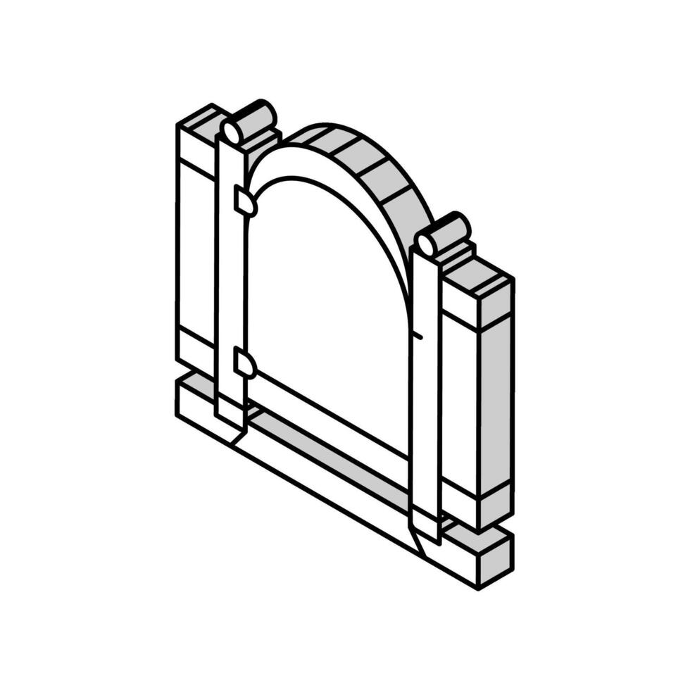 portón cerca isométrica icono vector ilustración