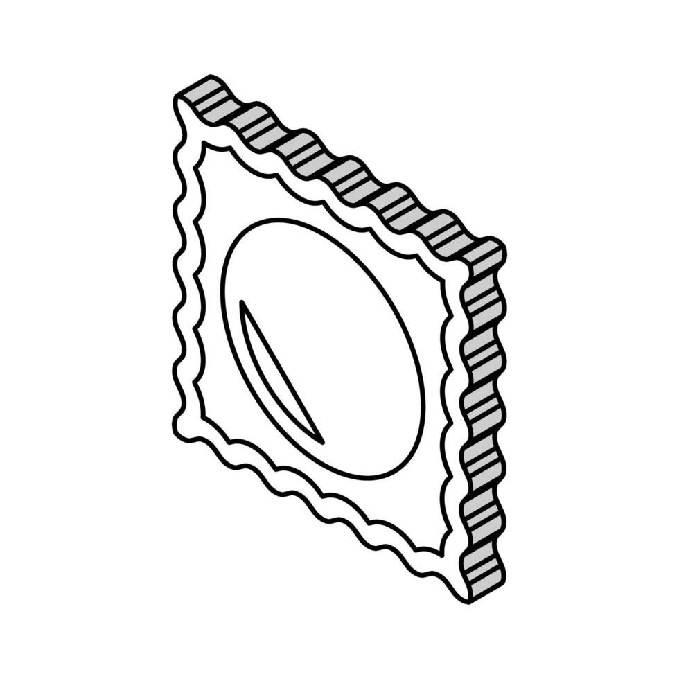 Ravioles pasta isométrica icono vector ilustración