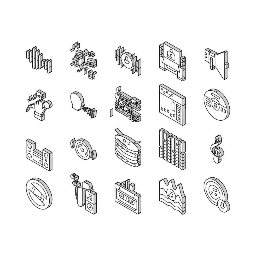 Music Record Studio Equipment isometric icons set vector