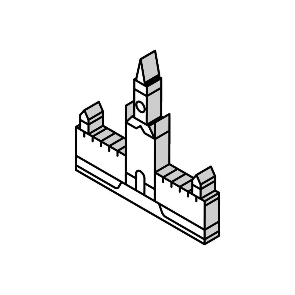 moscow kremlin isometric icon vector illustration