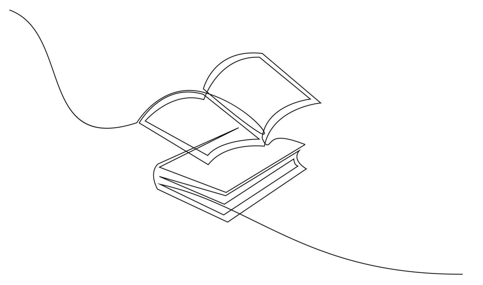 Continuous line art drawing of book illustration vector