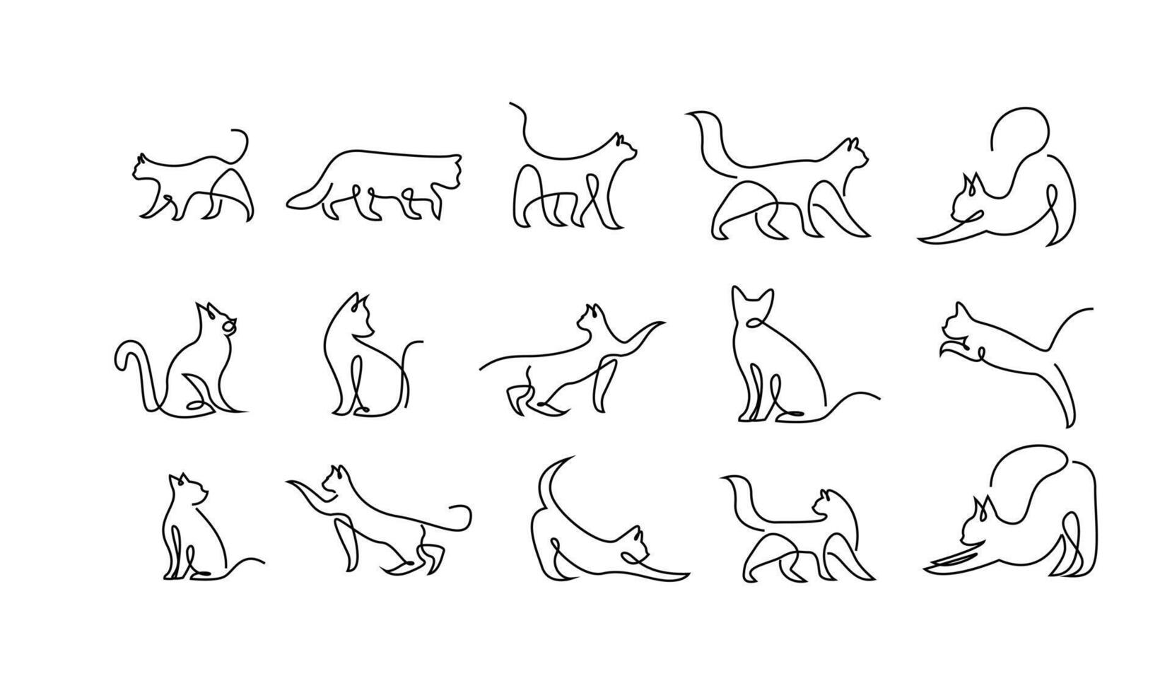 Continuous line drawing of cat on white background. vector