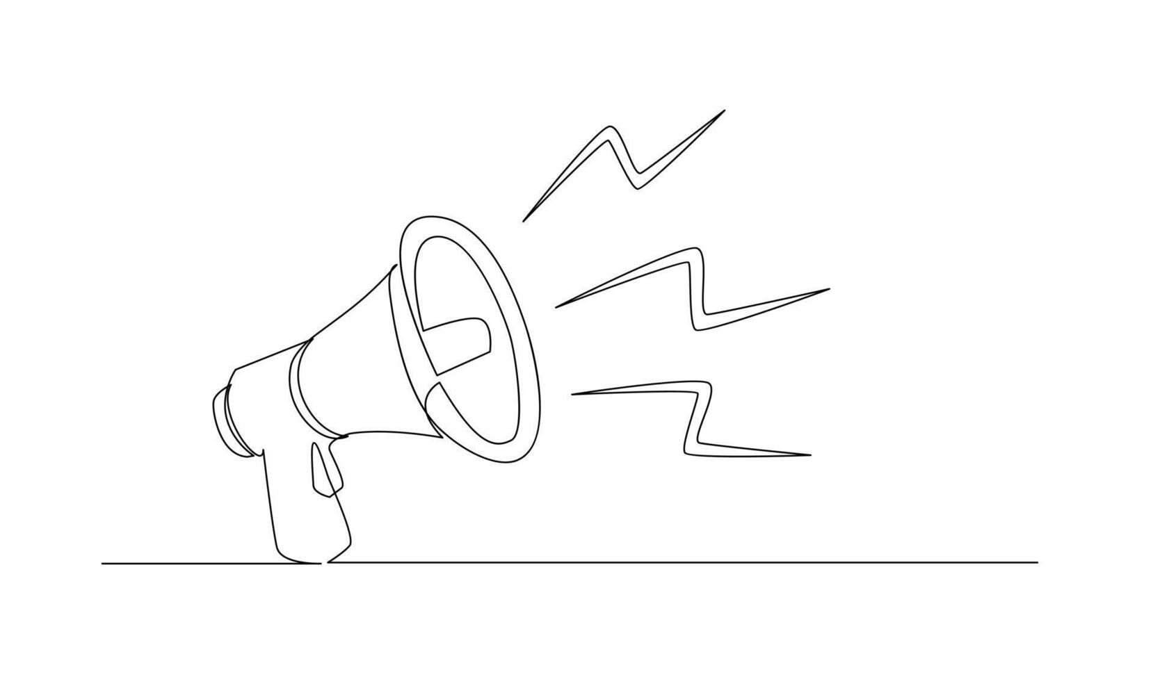 Continuous single one line art drawing of megaphone speaker for news and promotion vector illustration