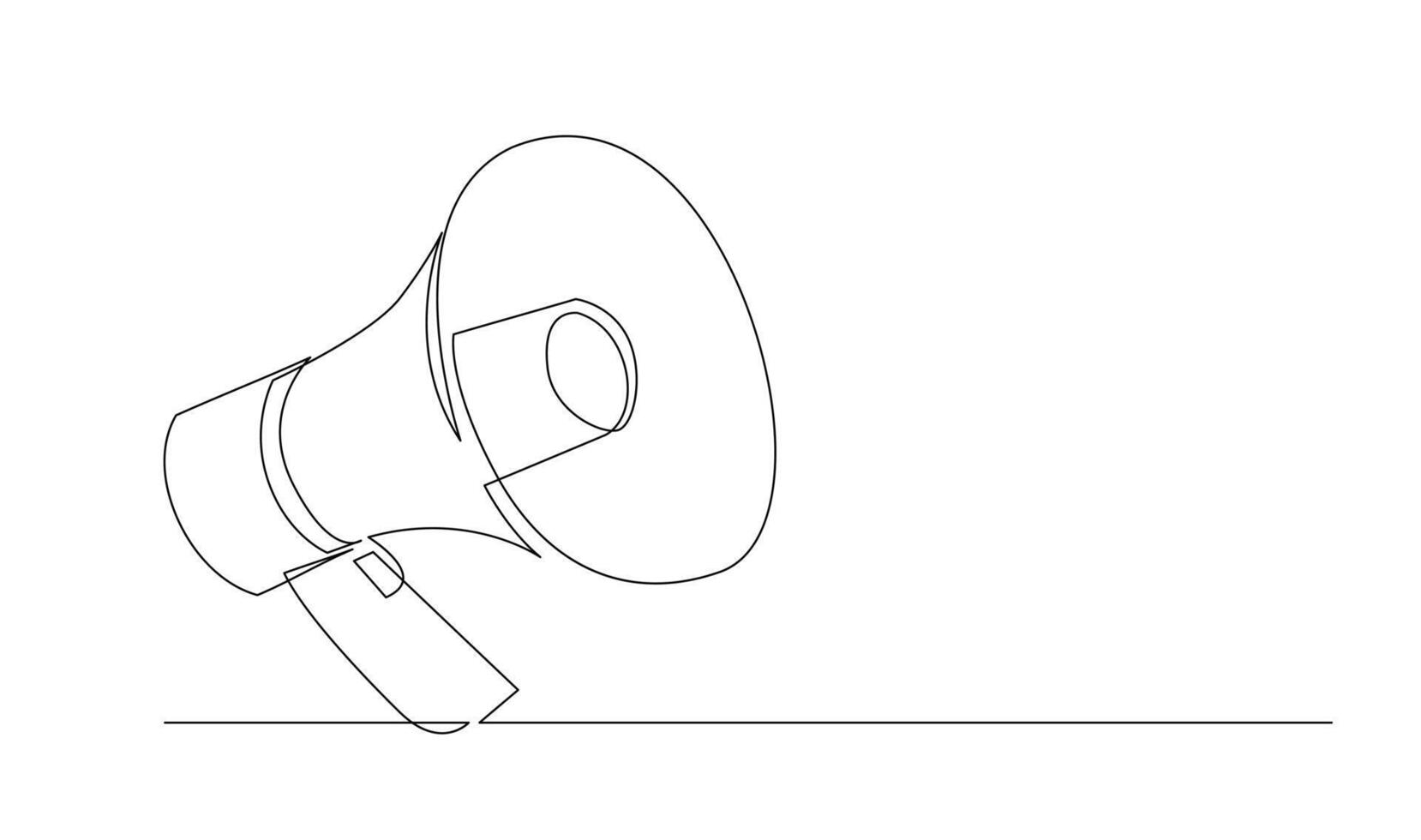 Continuous single one line art drawing of megaphone speaker for news and promotion vector illustration