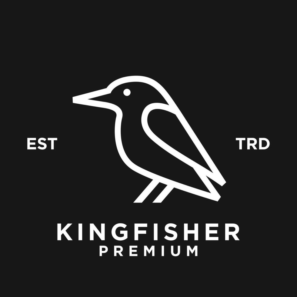 Kingfisher Bird Line logo icon design illustration vector