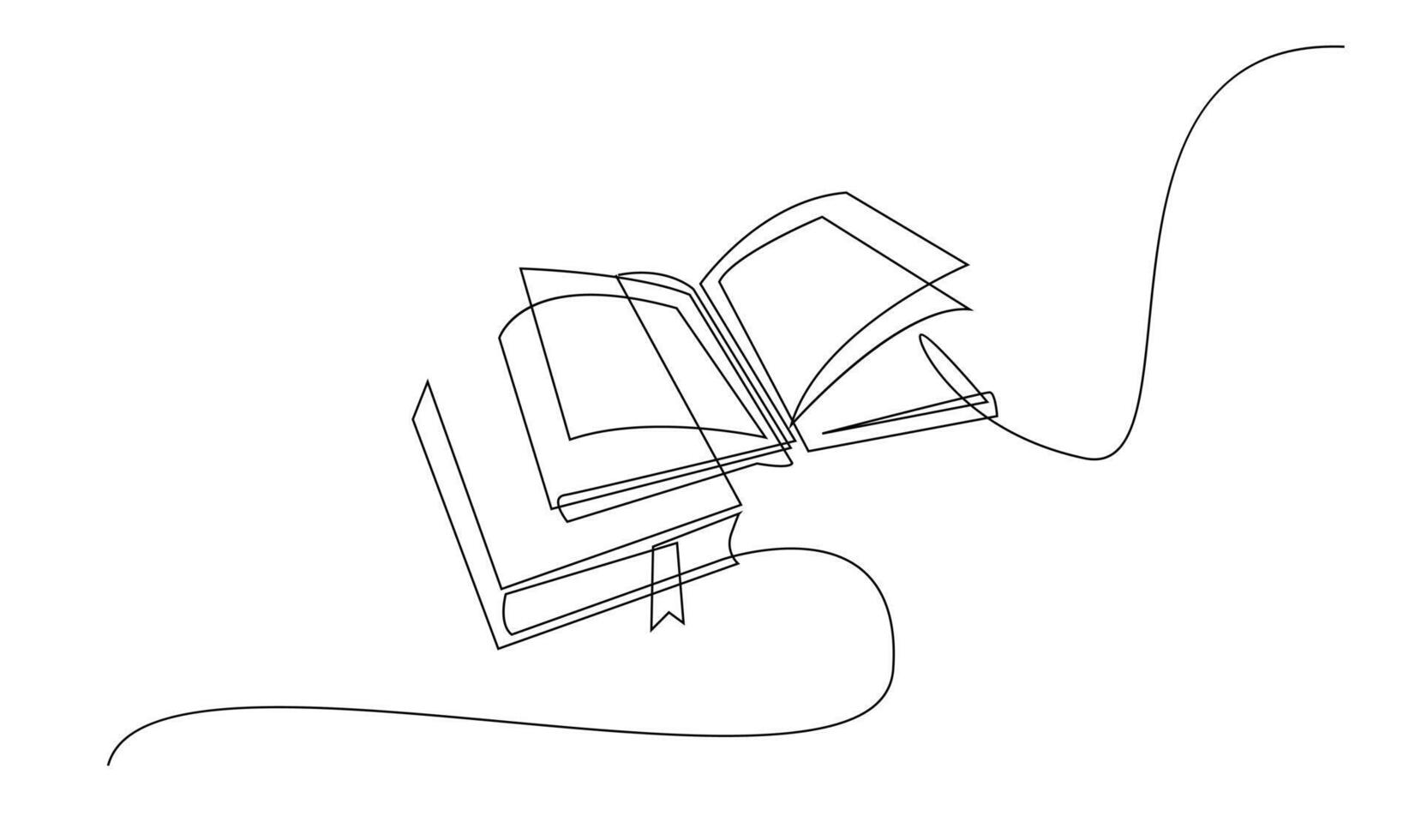 Continuous line art drawing of book illustration vector