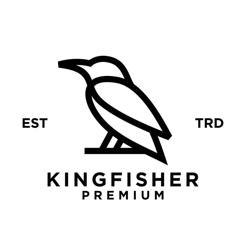 martín pescador pájaro línea logo icono diseño ilustración vector