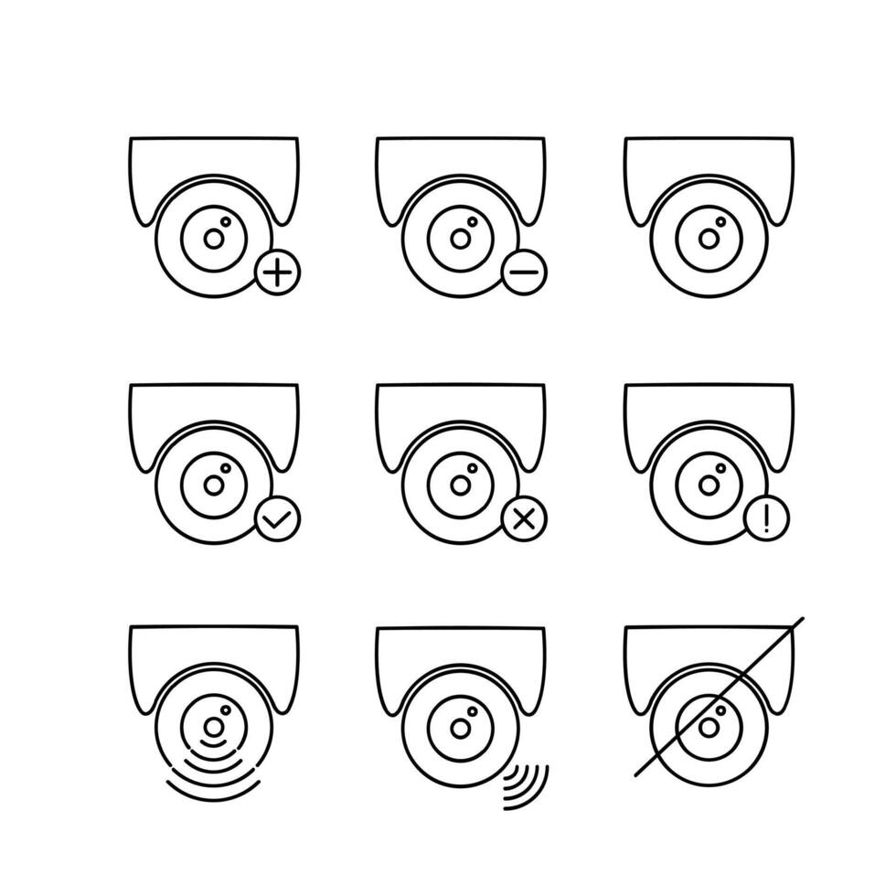 cctv camera icon line set collection design vector