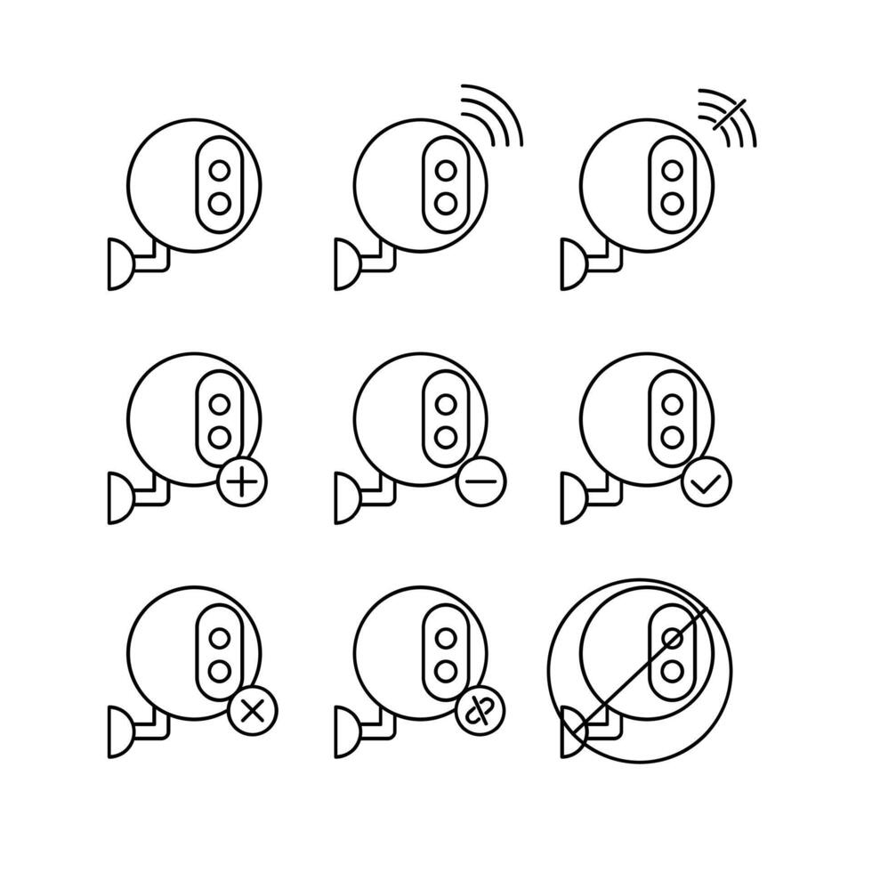 cctv camera icon line set collection design vector