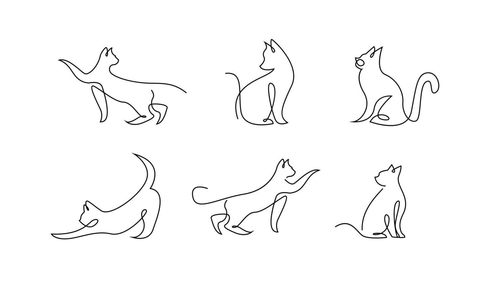 Continuous line drawing of cat on white background. vector