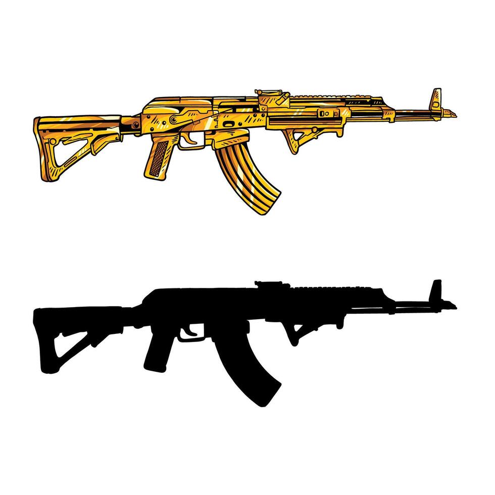 Vector illustration of an AK 47 rifle isolated on white background