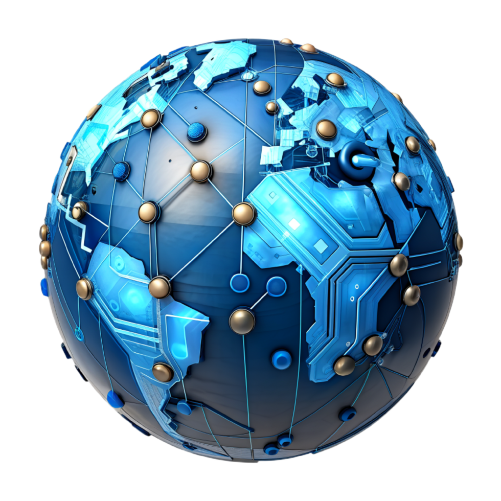 AI generated world global network digital technology. globe future internet business concept background. png