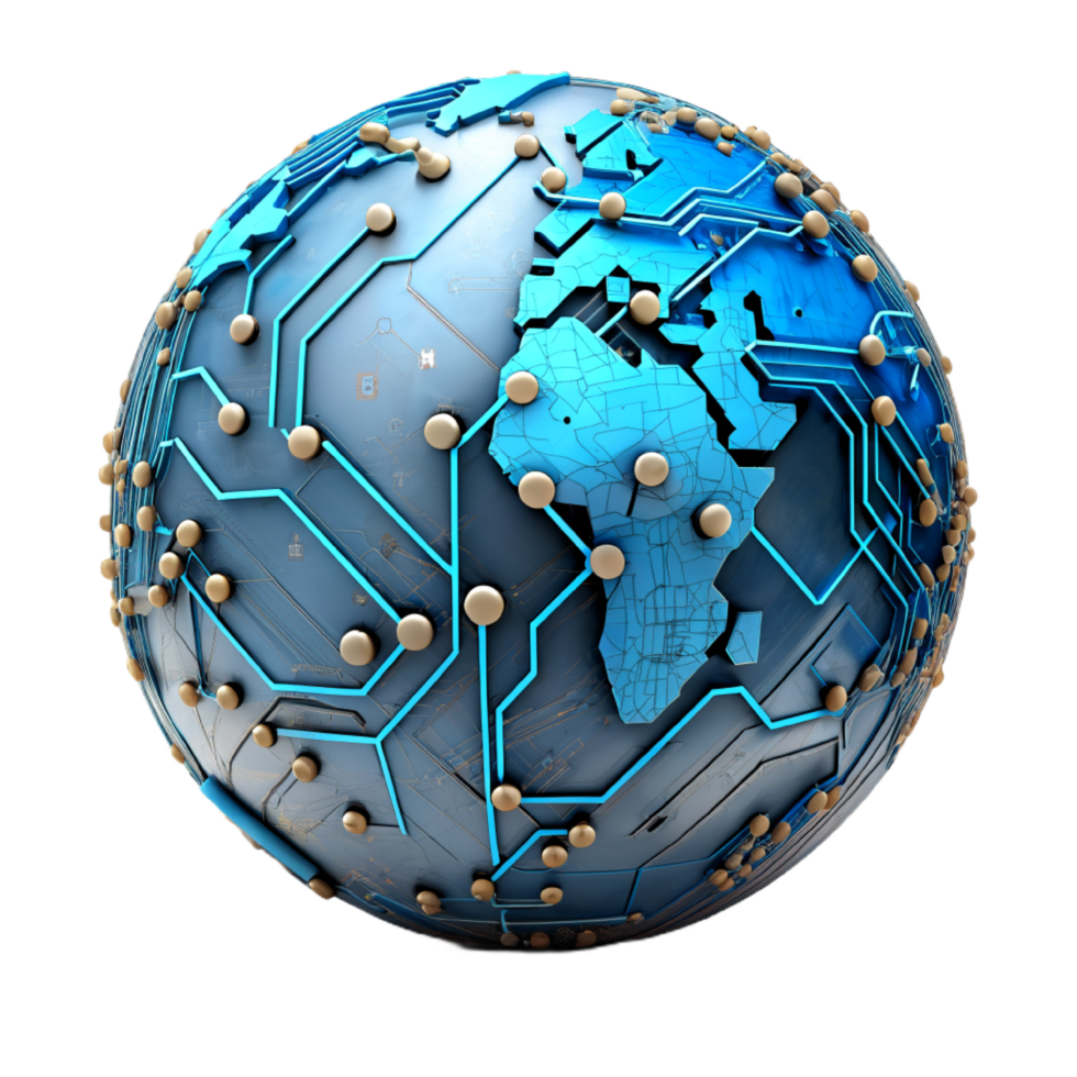 AI generated 3d world global network digital technology png