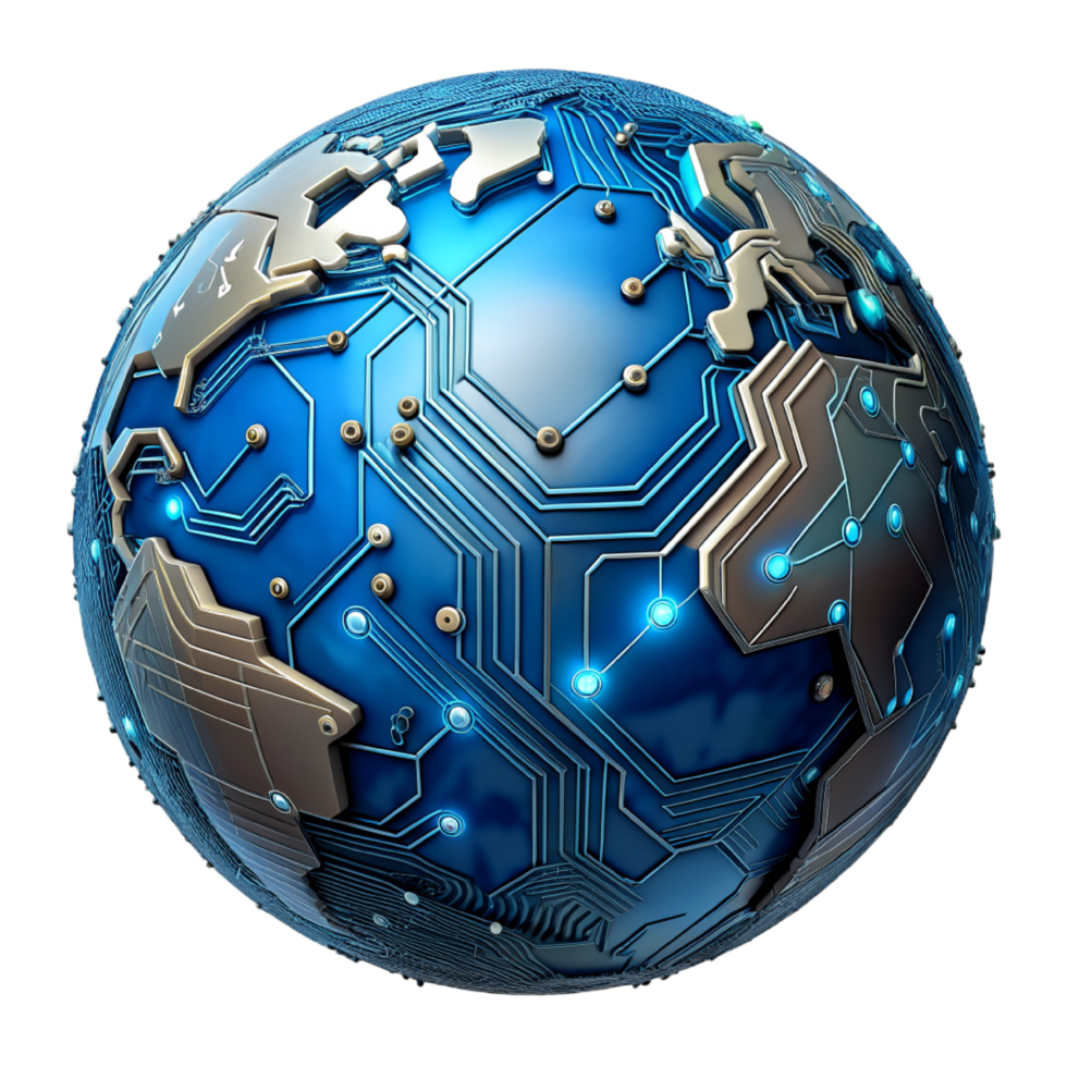 AI generated 3d world global network digital technology png